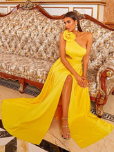 Cutout Floral One Shoulder Prom Dress